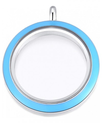 Mesinya Memorial Keepsake Floating Charm Toughened Glass Locket Pendant Necklace With Chain 30mm Twist Aqua Blue Surface $11....