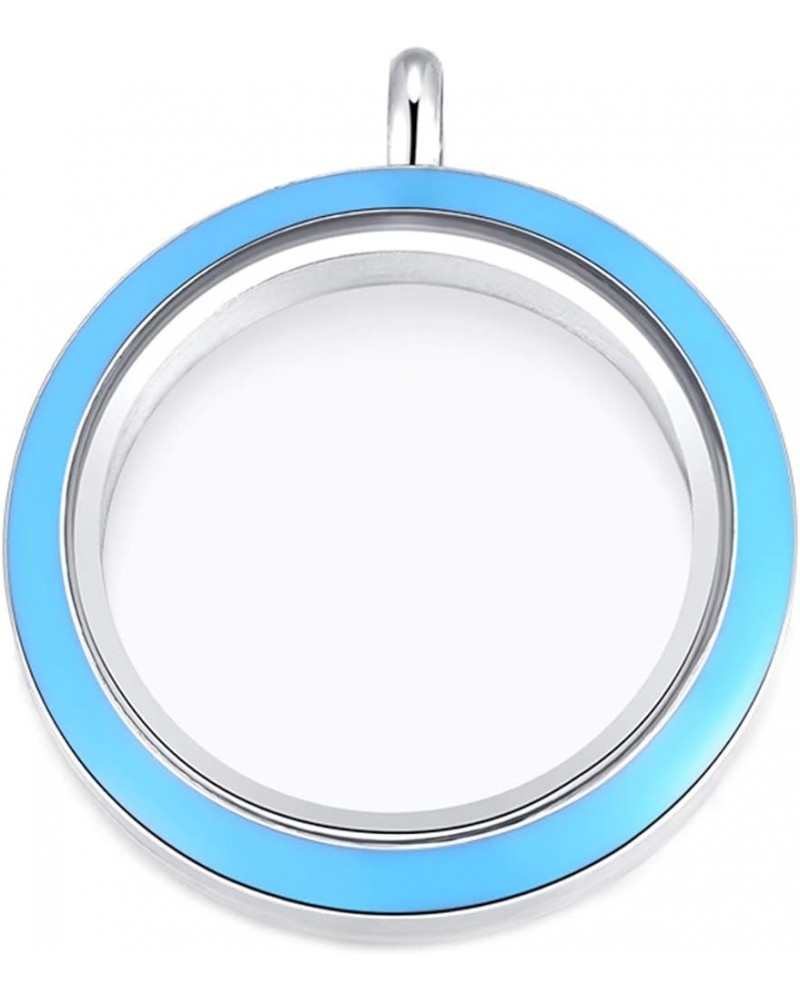 Mesinya Memorial Keepsake Floating Charm Toughened Glass Locket Pendant Necklace With Chain 30mm Twist Aqua Blue Surface $11....