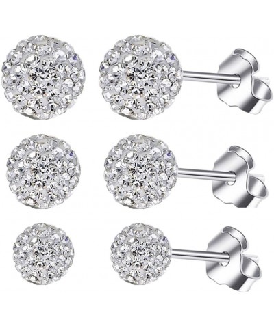 3 Pieces Crystal Ball Stud Earrings Set for Women Girls, 3 Different Size Sparkle Disco Ball Earring Studs $10.43 Earrings