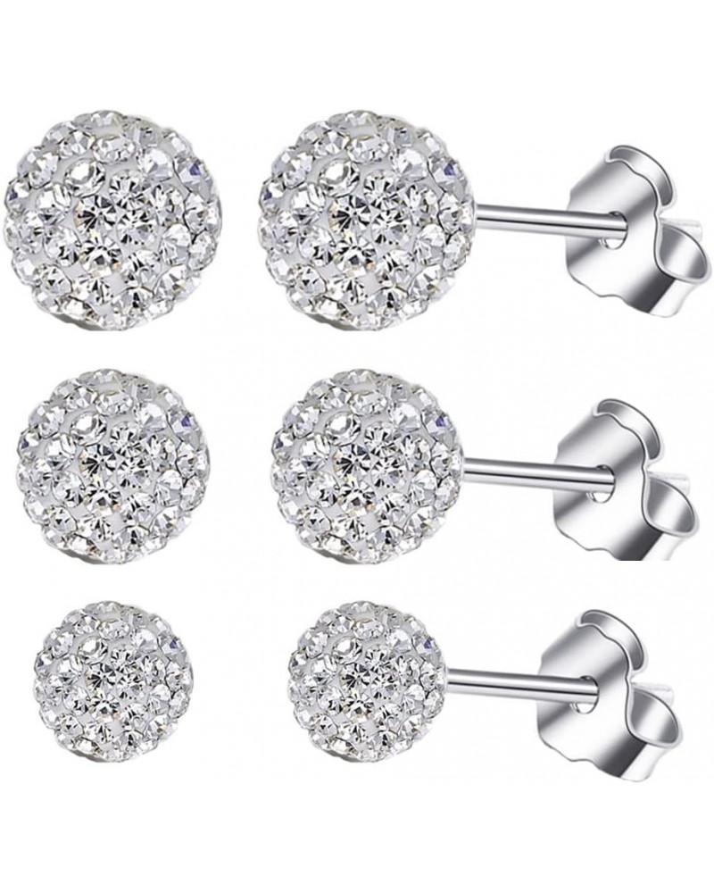 3 Pieces Crystal Ball Stud Earrings Set for Women Girls, 3 Different Size Sparkle Disco Ball Earring Studs $10.43 Earrings