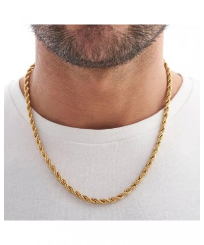 Gold Plated Stainless Steel 2-5MM Diamond Cut Twisted Style Rope Chain-Braided Chain 4mm gold plated $10.29 Necklaces