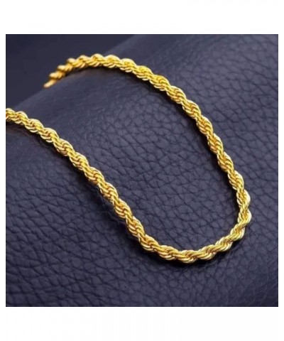 Gold Plated Stainless Steel 2-5MM Diamond Cut Twisted Style Rope Chain-Braided Chain 4mm gold plated $10.29 Necklaces