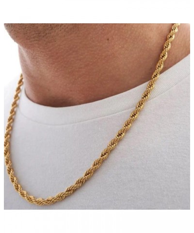 Gold Plated Stainless Steel 2-5MM Diamond Cut Twisted Style Rope Chain-Braided Chain 4mm gold plated $10.29 Necklaces