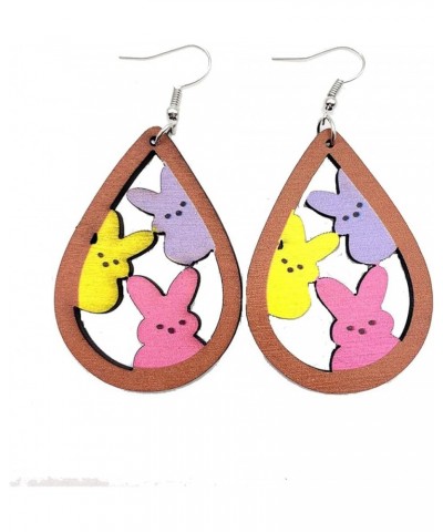 Colorful Easter Rabbit Wooden Dangle Earrings for Women Girls Jewelry A $6.15 Earrings