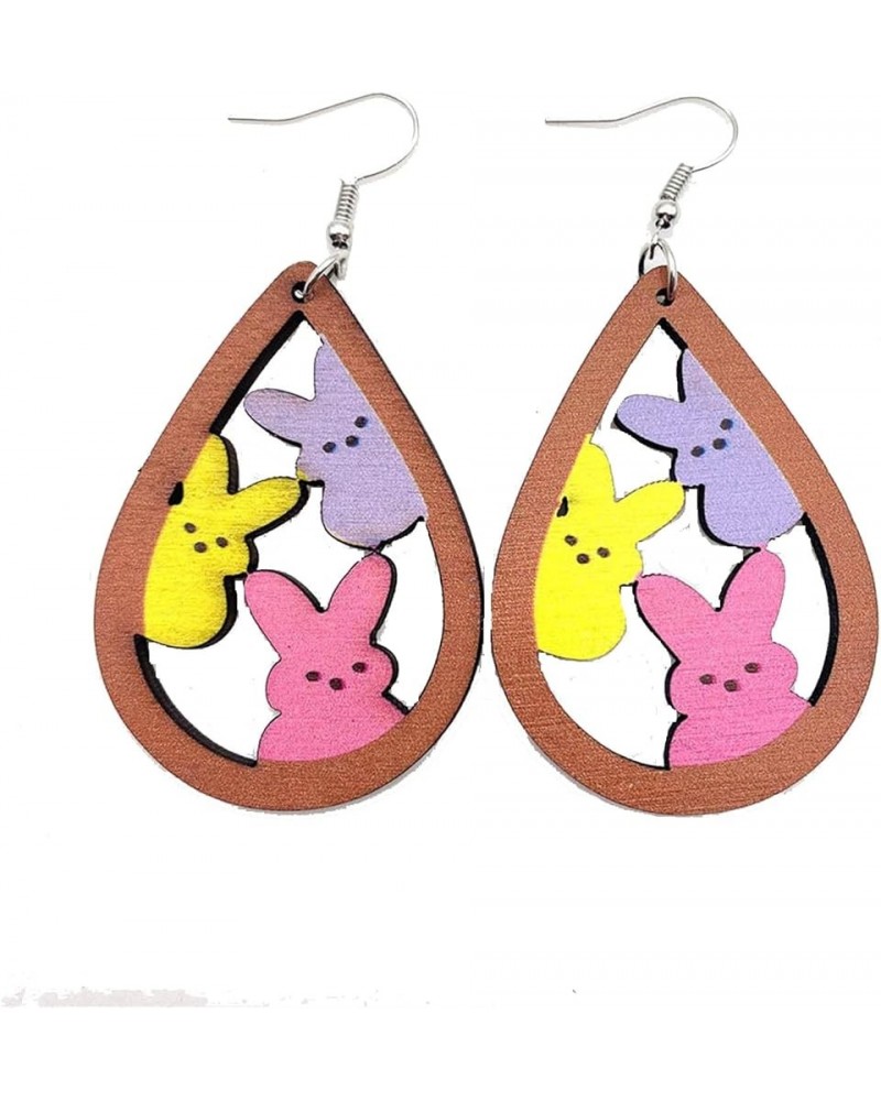 Colorful Easter Rabbit Wooden Dangle Earrings for Women Girls Jewelry A $6.15 Earrings