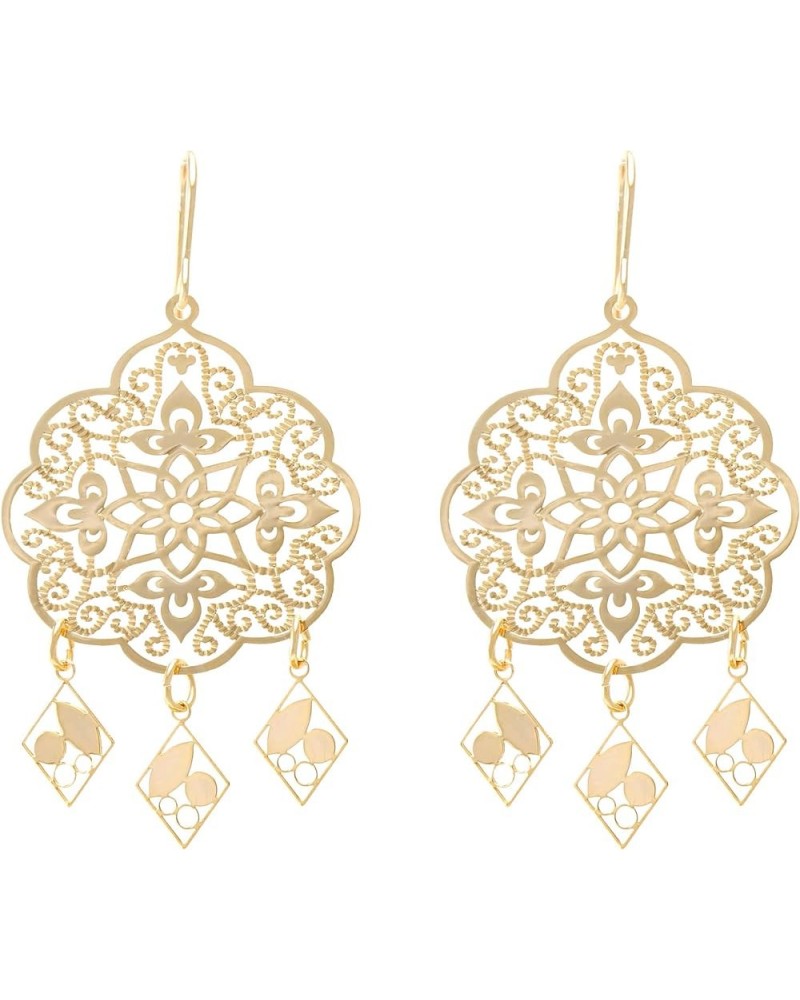 Boho Geometric Filigree Rhombus Shape Tiered Dangle Drop Statement Earrings RHOMBUS GOLD $10.39 Earrings