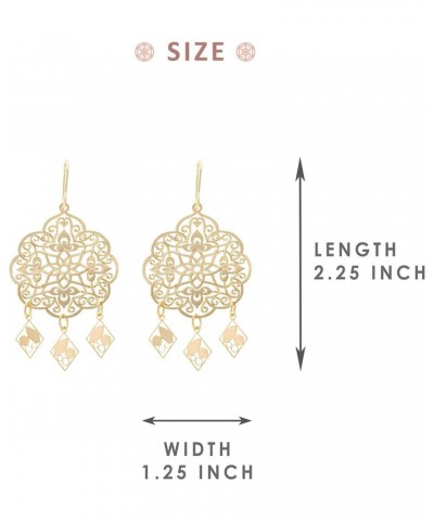 Boho Geometric Filigree Rhombus Shape Tiered Dangle Drop Statement Earrings RHOMBUS GOLD $10.39 Earrings