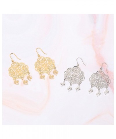 Boho Geometric Filigree Rhombus Shape Tiered Dangle Drop Statement Earrings RHOMBUS GOLD $10.39 Earrings