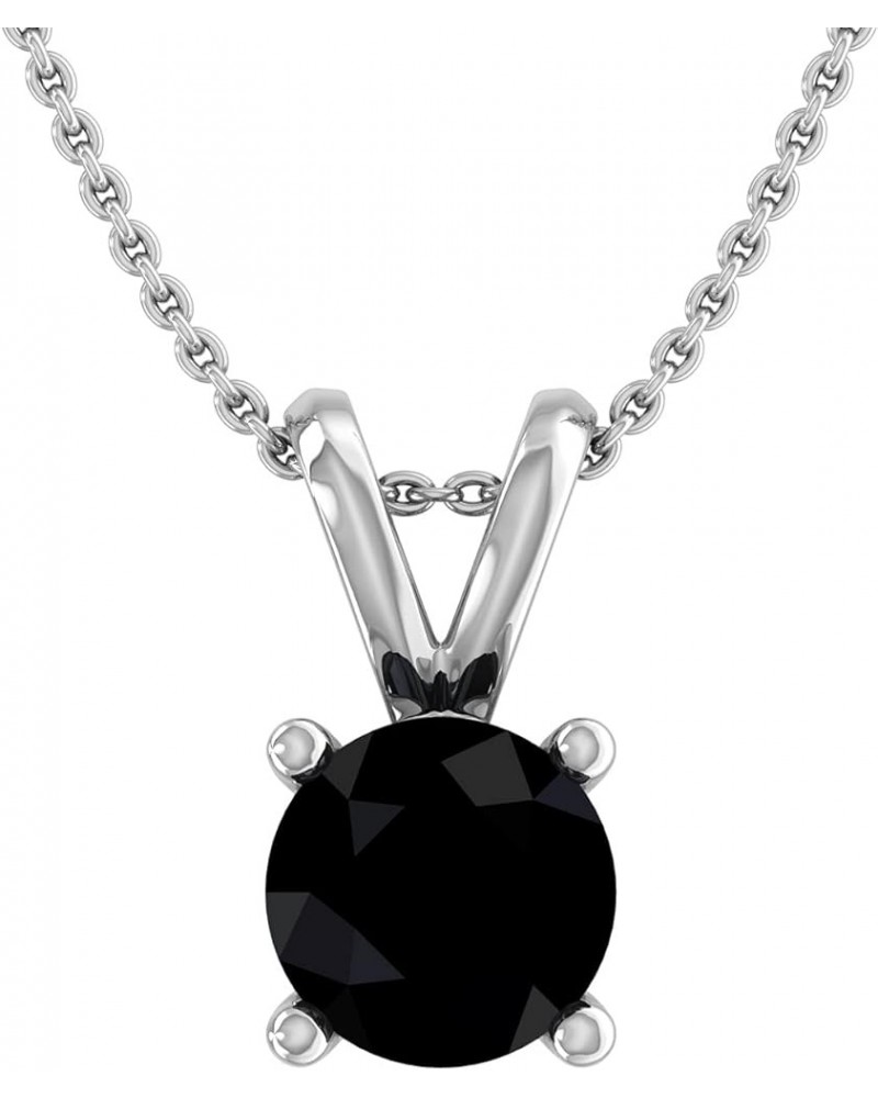 1/4 to 1/2 Carat Black Diamond Solitaire Pendant Necklace in 14K Gold (Silver Chain Included) White Gold 0.5 carats $49.39 Ne...