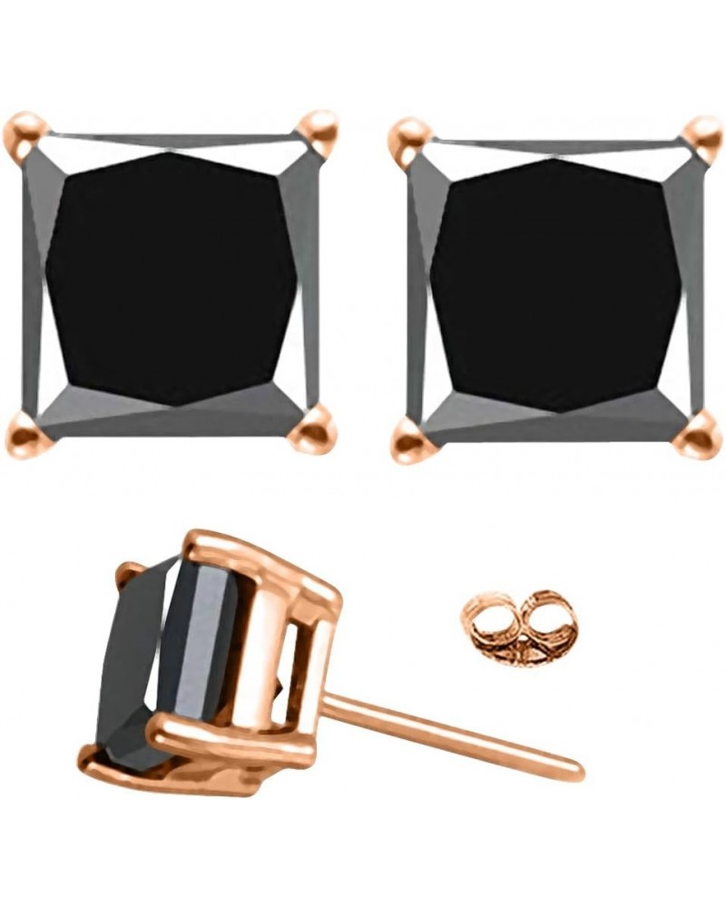 1/2-4 Carat Total Weight Princess Black Diamond Stud Earrings Rose Gold 2.5 carats $374.19 Earrings