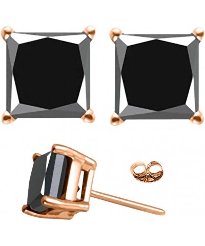 1/2-4 Carat Total Weight Princess Black Diamond Stud Earrings Rose Gold 2.5 carats $374.19 Earrings