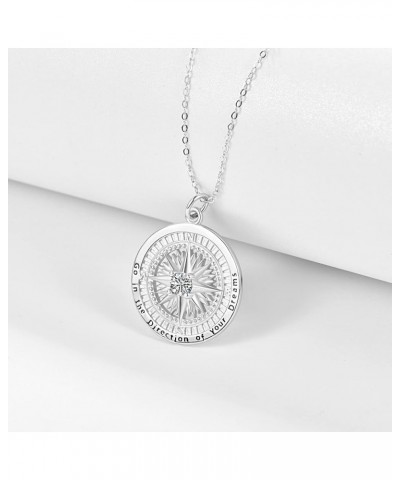 Birthstone Necklaces for Women 925 Sterling Sliver Compass Birthstone Pendant Go in the Direction of your Dream Compass Jewel...