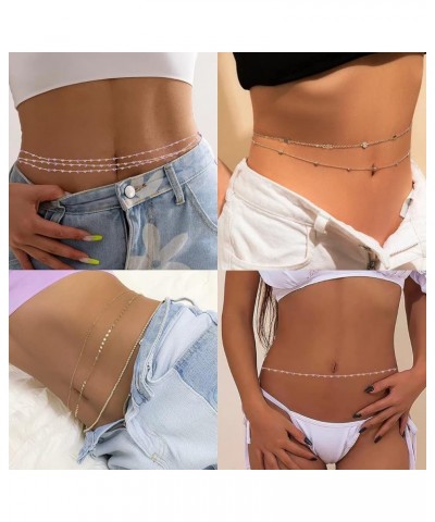 Waist Chain for Women 18K Gold Plated Adjustable Pearl Sexy Belly Chain Plus Size Beach Bikini Body Chain Body Jewelry B-Purp...