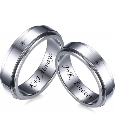 MZZJ Personalized His Hers Couple Ring High Polish Stainless Steel Meditation Spinner Fidget Flat Rings Engagement Wedding Ba...