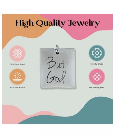 Sterling Silver Engraved Spiritual Necklace for Women BUT GOD $11.50 Necklaces