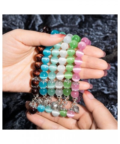 Natural Stretch Gemstone Bracelet Healing Stone Beaded Bracelets for Women Men Girls Gifts (Unisex) Green $9.85 Bracelets