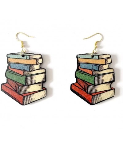 Double Sided Wooden Earrings, Pencil Scissors Crayon Earrings, Book Apple Pendant Earrings, Gifts for the Beginning of School...