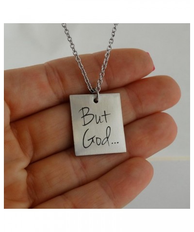 Sterling Silver Engraved Spiritual Necklace for Women BUT GOD $11.50 Necklaces