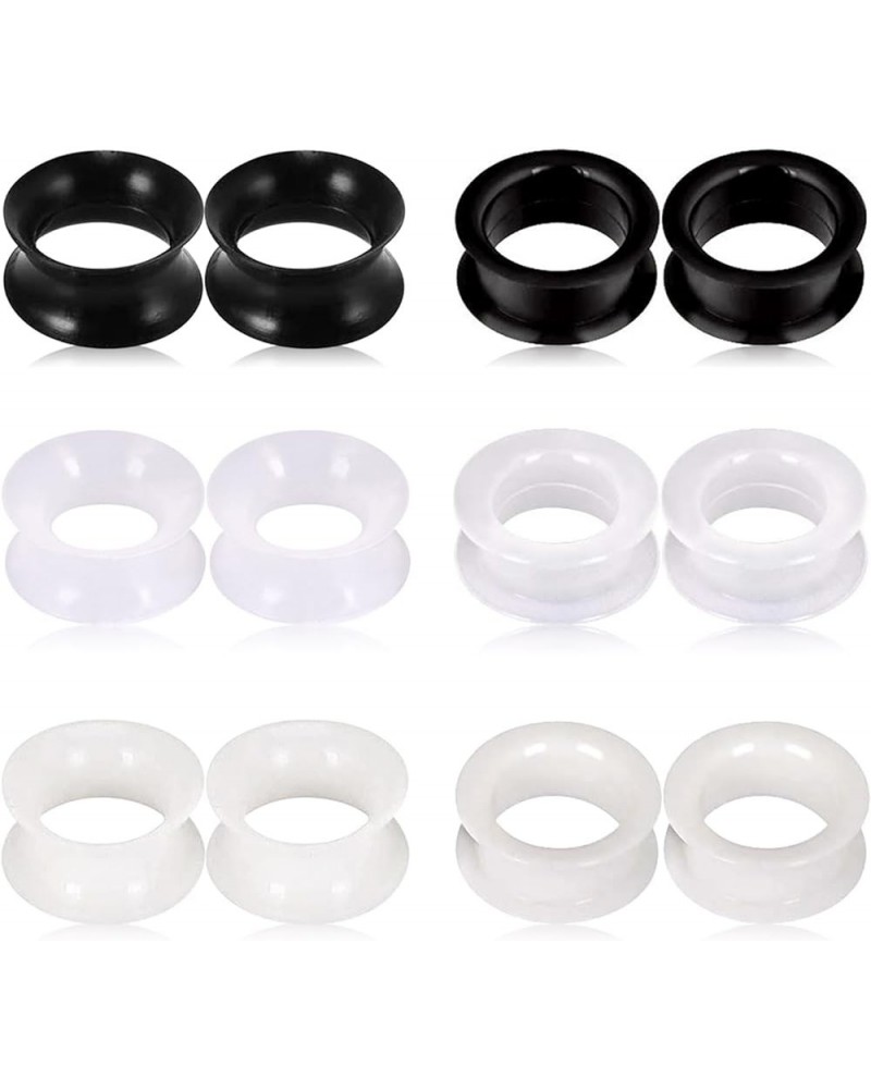 12PCS Silicone Ear Gauges Plugs Black Clear White Ear Tunnels Flexible Ear Stretchers Expanders Ear Piercing Jewelry for Wome...