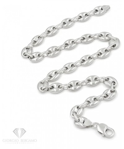 925 Sterling Silver 4.5mm - 11mm Puff Mariner Chain, Rhodium Plated Hollow Anchor Link Necklace 11mm $53.89 Necklaces