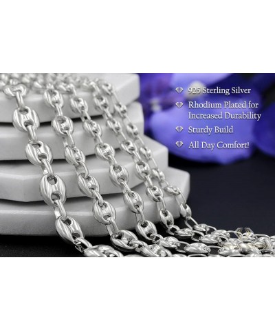 925 Sterling Silver 4.5mm - 11mm Puff Mariner Chain, Rhodium Plated Hollow Anchor Link Necklace 11mm $53.89 Necklaces