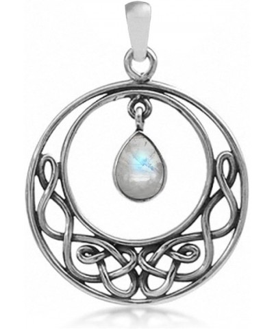 Natural Moonstone 925 Sterling Silver Celtic Knot Drop Dangle Pendant Pendant $12.99 Pendants