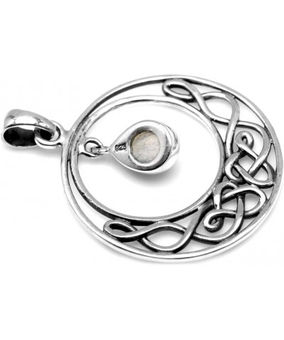 Natural Moonstone 925 Sterling Silver Celtic Knot Drop Dangle Pendant Pendant $12.99 Pendants