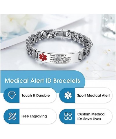 Personalized Medical Alert Bracelets Custom Engraved Titanium Steel Medical ID Tag for Women Men Tag Emergency Med Alert Brac...