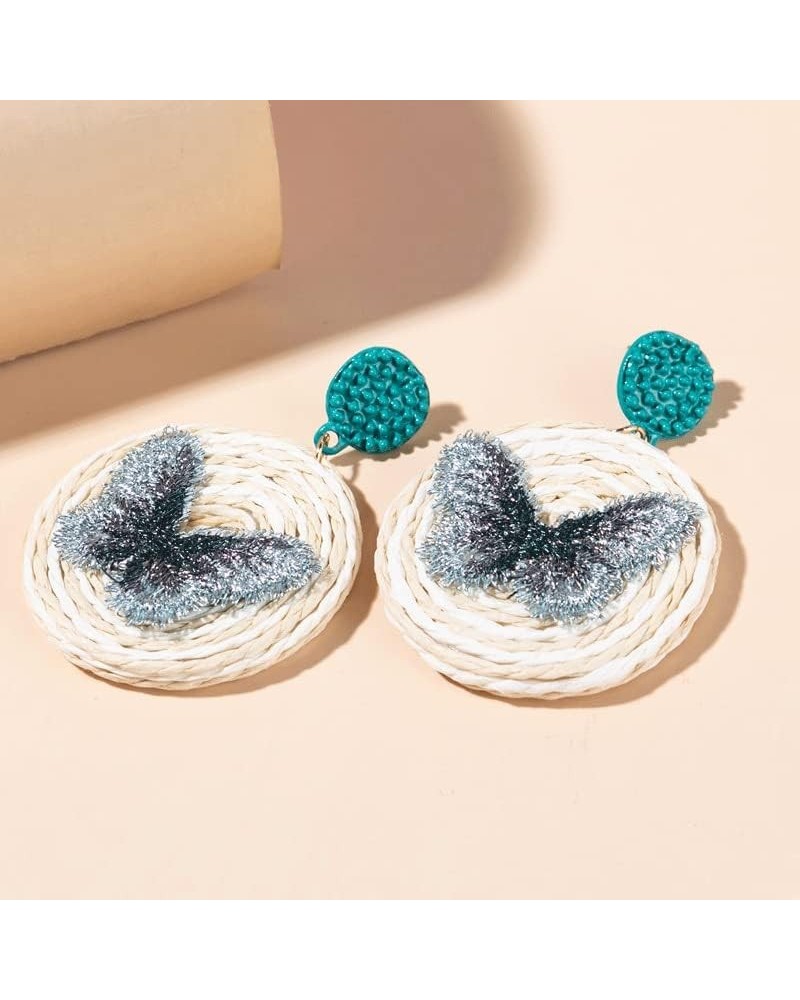 Rattan Earrings Women's Spring and Summer high-end Sense Niche Raffia Woven Earrings Temperament Earrings 22090405 - Black 21...