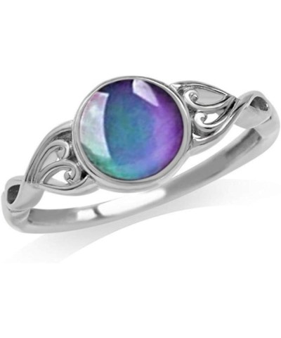 LVTING 925 Silver Temperature-Control Changeable Ring Mood Change Color Rings Retro Flower Round Stone Engagement Mood Ring f...