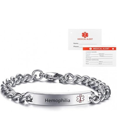 Personalized Medical Alert ID Bracelets for Men Women,Stainless Steel Link Chain Bracelet Identification Cuff Bracelet Health...