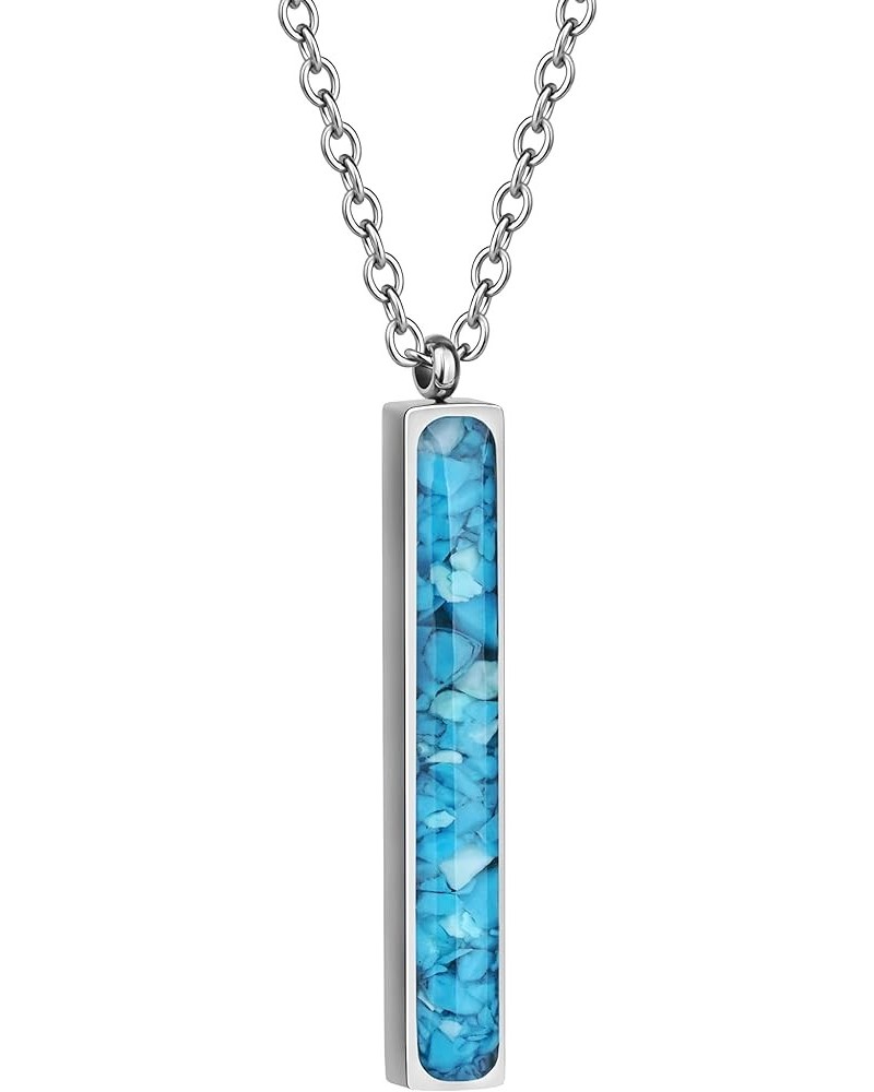 Vertical Gemstone Bar Necklace for Women Dainty Turquoise Sodalite Malachite Stone Bar Pendant Necklace for Women Girls Heali...