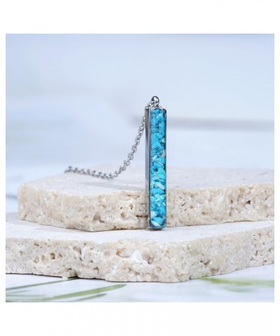 Vertical Gemstone Bar Necklace for Women Dainty Turquoise Sodalite Malachite Stone Bar Pendant Necklace for Women Girls Heali...