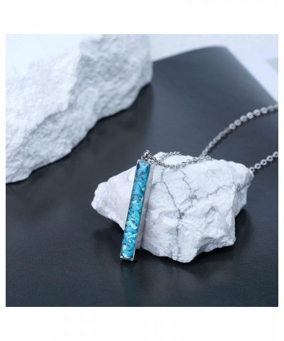 Vertical Gemstone Bar Necklace for Women Dainty Turquoise Sodalite Malachite Stone Bar Pendant Necklace for Women Girls Heali...