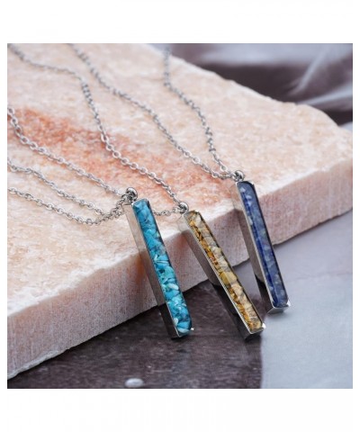 Vertical Gemstone Bar Necklace for Women Dainty Turquoise Sodalite Malachite Stone Bar Pendant Necklace for Women Girls Heali...