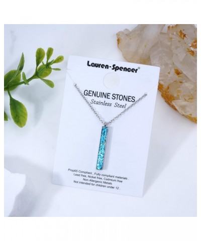 Vertical Gemstone Bar Necklace for Women Dainty Turquoise Sodalite Malachite Stone Bar Pendant Necklace for Women Girls Heali...