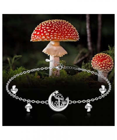 Cardinal Cat Mushroom Bracelet Sterling Silver Mushroom Moon Bracelet Link Bracelets for Women Mushrooms Jewelry Mushroom-2 $...