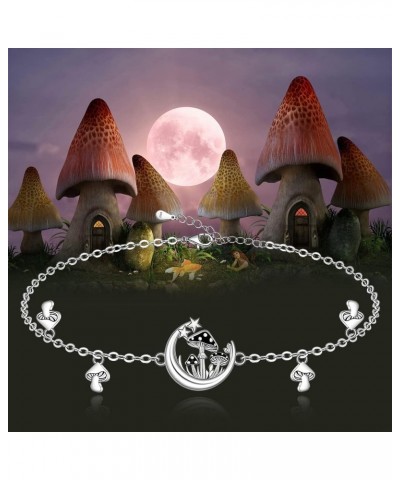 Cardinal Cat Mushroom Bracelet Sterling Silver Mushroom Moon Bracelet Link Bracelets for Women Mushrooms Jewelry Mushroom-2 $...