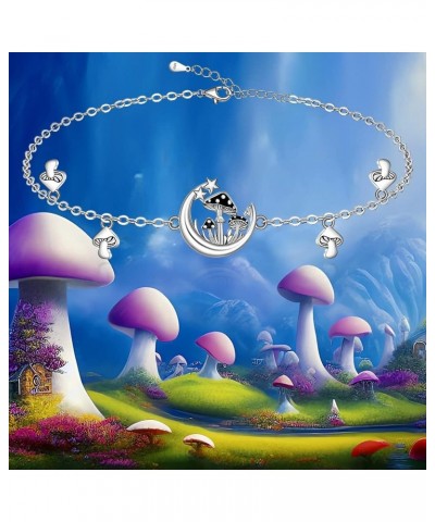 Cardinal Cat Mushroom Bracelet Sterling Silver Mushroom Moon Bracelet Link Bracelets for Women Mushrooms Jewelry Mushroom-2 $...