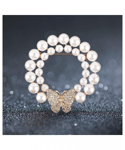 Pearl Diamond Brooch Pins for Dress Sweater Scarf, Wedding Party Decoration Birthday Christmas Gift Butterfly Ring (Gold) $7....