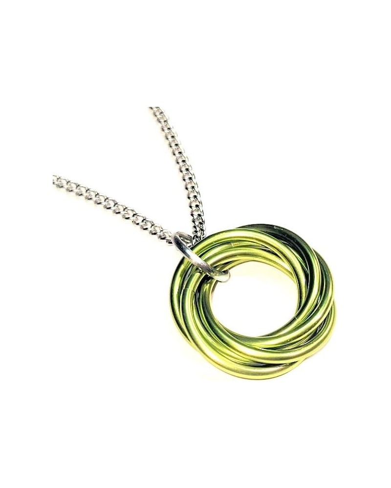 Necklace, Pendant: Forever Infinity Spiral - Quiet Discreet Fidget Anxiety Stim Stress Relief 30in Stainless Steel Chain Lime...