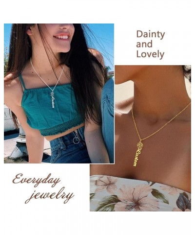 Dainty Birth Flower Necklace with Customized Name Plate Pendant Stainless Steel/18K Gold Plated/Black 16inch Layered Necklace...