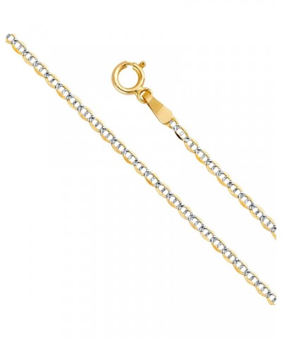 14k Real Two Tone Gold Solid 1.5mm Flat Mariner Chain Necklace with Spring Ring Clasp 16.0 Inches $47.38 Necklaces