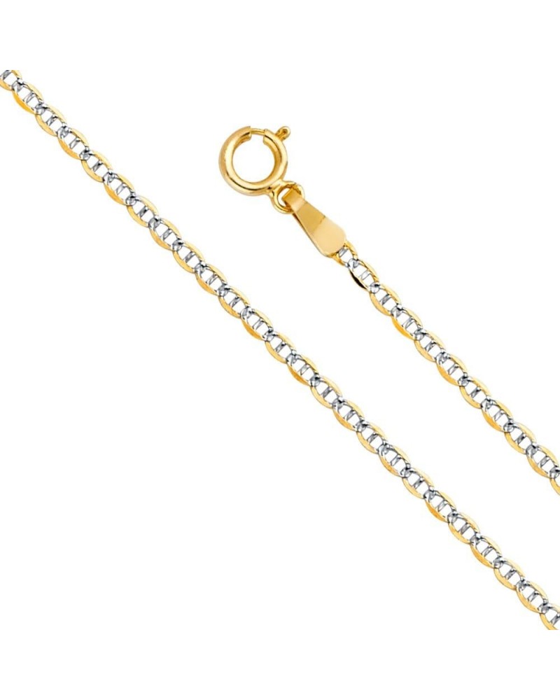 14k Real Two Tone Gold Solid 1.5mm Flat Mariner Chain Necklace with Spring Ring Clasp 16.0 Inches $47.38 Necklaces