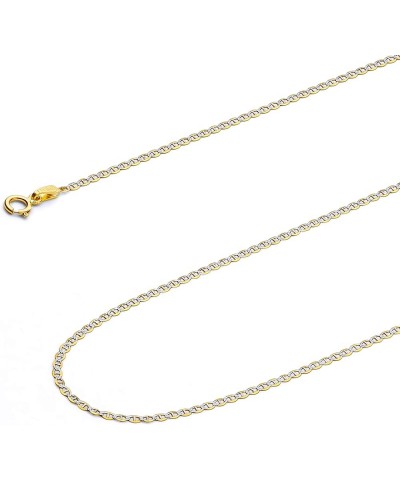 14k Real Two Tone Gold Solid 1.5mm Flat Mariner Chain Necklace with Spring Ring Clasp 16.0 Inches $47.38 Necklaces