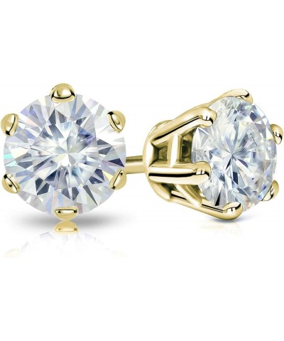 1 to 7 Carat Moissanite Round Stud Earrings for Women in 14k Gold (J-K, TGW) 6-Prong Set Screw Back Yellow Gold 1.5 carats $2...