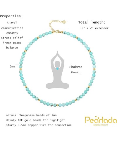 Turquoise Beaded Choker Necklace Chakra Stone Necklace Adjustable 6.turquoise Beads 5mm $10.19 Necklaces