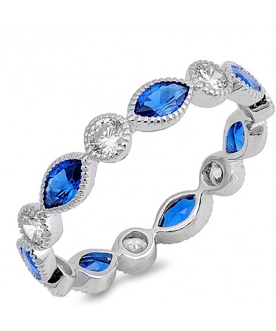 CHOOSE YOUR COLOR Sterling Silver Eternity Ring Blue (Simulated Sapphire) $11.88 Rings