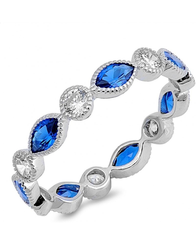 CHOOSE YOUR COLOR Sterling Silver Eternity Ring Blue (Simulated Sapphire) $11.88 Rings