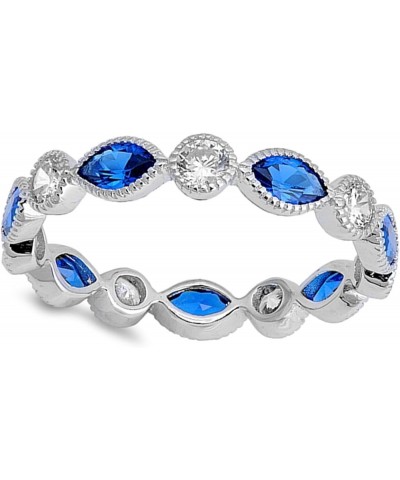 CHOOSE YOUR COLOR Sterling Silver Eternity Ring Blue (Simulated Sapphire) $11.88 Rings